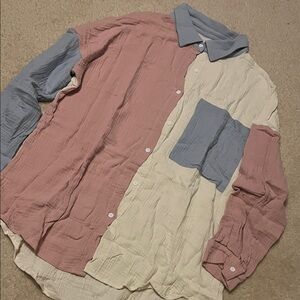 Colorblock Button-Up Shirt